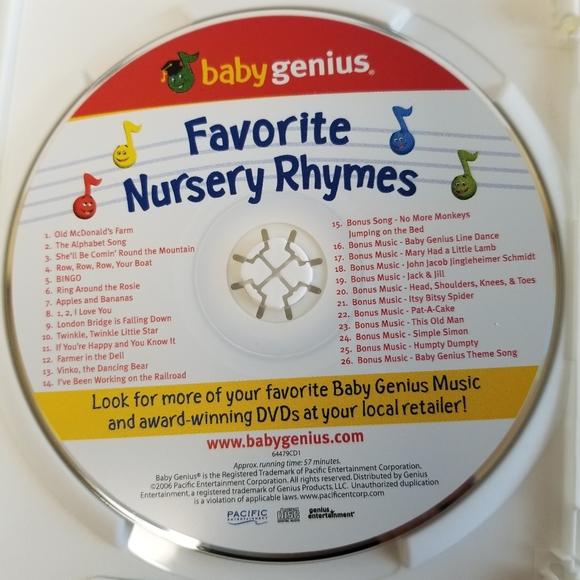 Baby Genius Favorite Nursery Rhymes CD and DVD Ages 0 - 36 monthts - Picture 4 of 4